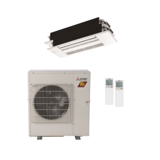 23,600 BTU Mitsubishi M-Series Dual Zone Ceiling Cassette Hyper Heat Mini Split System