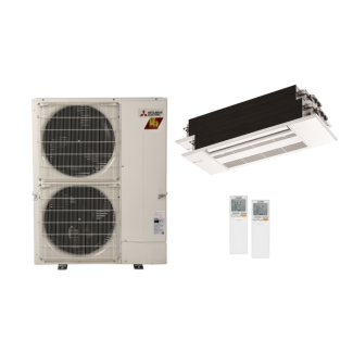 42,000 BTU M-Series Dual Zone Ceiling Cassette Mini Split | 18K + 18K | Hyper Heat | R454B