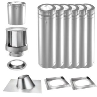 Majestic SLP 4-Inch ID x 6 5/8-Inch OD Direct Vent 25ft Vertical Vent Kit