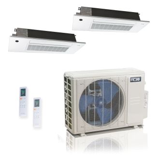 18000 BTU 25.1 SEER2 ACIQ Standard 2-Zone Slim Ceiling Cassette Mini Split System | R454B | 230v - 12+12 - ES-18Z-M3C / SCC-12-HH-MB-2