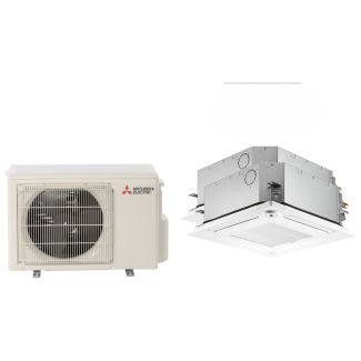 Mitsubishi 20,000 BTU SLZ-AF-Series 20 SEER2 2 Zone Ceiling Cassette Mini Split Heat Pump System – R454B | 230V - 9 + 12