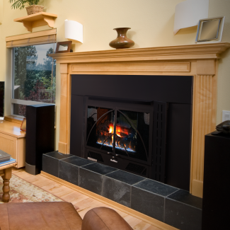 Buck Stove Contemporary 34" Ventless Gas Fireplace Insert with Logs & Blower - NV 344EBLP-CONTMP/NV 344EBNAT-CONTMP