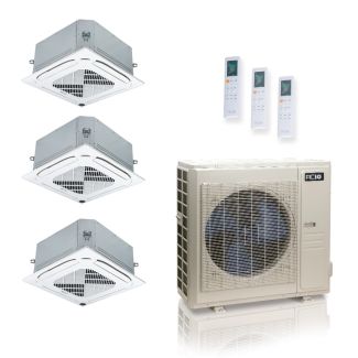 48000 BTU 24 SEER2 ACIQ Standard 3-Zone Ceiling Cassette Mini Split System | R454B | 230v - 9+9+18 - ES-48Z-M6C / ACIQ-09CC-HH-MC-2 / ACIQ-18CC-HH-MC