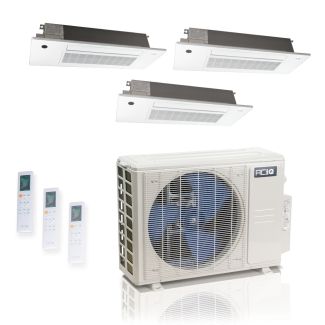 18000 BTU 25.1 SEER2 ACIQ Standard 3-Zone Slim Ceiling Cassette Mini Split System | R454B | 230v - 6+6+6 - ES-18Z-M3C / SCC-06-HH-MB-3