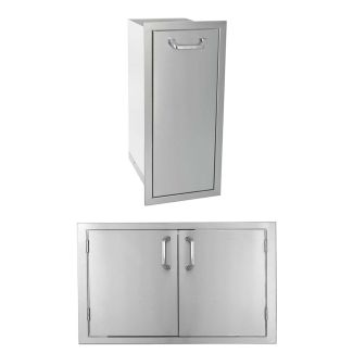 BBQ Direct Outdoor Kitchen 2-piece Set With 25-Inch Double Access Door & 13-Inch Narrow Roll-Out Trash Bin