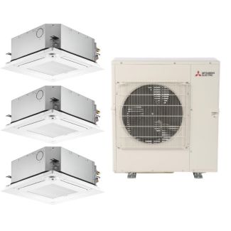 Mitsubishi 42,000 BTU SEZ-AD-Series 19.3 SEER2 Three Zone Ceiling Cassette Mini Split Heat Pump System – R454B | 230V - 9 + 9 + 12 - MXZ-5D42NL / 2-SLZ-AF09NL / SLZ-AF12NL