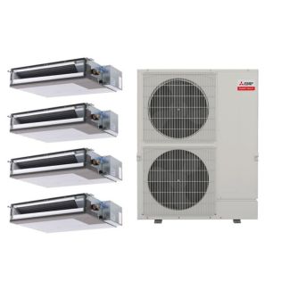 40,500 BTU Mitsubishi M-Series Mini Split | 4-Zone Ceiling Cassette Heat Pump with 9k, 9k, 9k, 12k Units