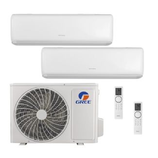 Gree Livo 30,000 BTU 21 SEER2 Dual Zone Wall Mount Mini Split Heat Pump System - R32 | 230V - 12 + 12 - MUL30HP230V1R32AO / 2-LIV12HP230V1R32AH