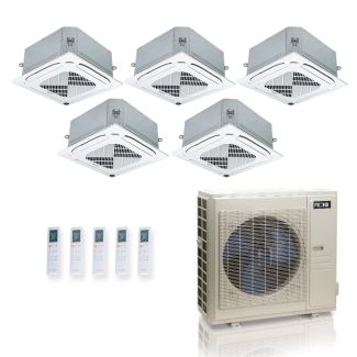 48000 BTU 24 SEER2 ACIQ Standard 5-Zone Ceiling Cassette Mini Split System | R454B | 230v - 9+9+9+9+9 - ES-48Z-M6C / ACIQ-09CC-HH-MC-5