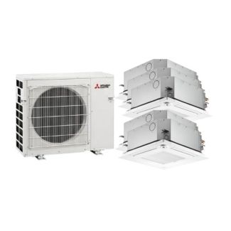 Mitsubishi 36,000 BTU SLZ-AF Series 19.2 SEER2 5 Zone Ceiling Cassette Mini Split Heat Pump System R454B | 230V 9 + 9 + 9 + 9 + 9