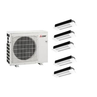 Mitsubishi 36,000 BTU MLZ-KX Series 19.2 SEER2 5 Zone Ceiling Cassette Mini Split Heat Pump System R454B | 230V 9 + 9 + 9 + 9 + 9