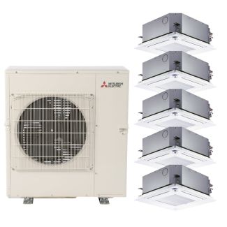 Mitsubishi 42,000 BTU SEZ-AD-Series 19.3 SEER2 5 Zone Ceiling Cassette Mini Split Heat Pump System R454B | 230V - 9 + 9 + 9 + 12 + 12 - MXZ-5D42NL / 3-SLZ-AF09NL / 2-SLZ-AF12NL