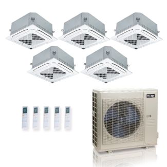 36,000 BTU 24 SEER2 ACIQ Standard 5-Zone Ceiling Cassette Mini Split System | R454B | 230v - 9+9+9+9+12