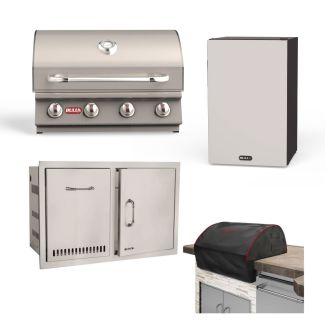 Bull Lonestar 30-Inch 4-Burner Built-In Gas Grill & Outdoor Kitchen Package - 87048 / 87049