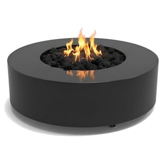 HPC AGNI 48" Steel Gas Fire Pit with Match Light & Standard Burner in Black for Natural Gas or Propane - AGNI48-MLFPK-B