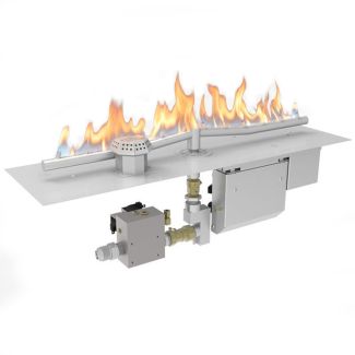 HPC Linear 120" Fire Pit Burner Kit with Flat Pan & Electronic On/Off Ignition & Torpedo Burner - TOR-120SSEI-LF