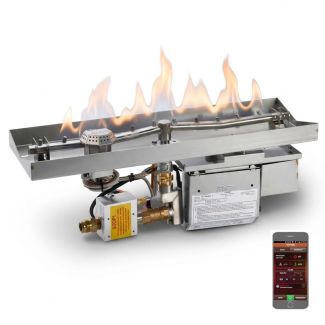 HPC Linear 37" Fire Pit Burner Kit with Interlink Pan & Electronic HI/LO Ignition & Torpedo Burner - TOR-37X8SSEI-L-HI/LO