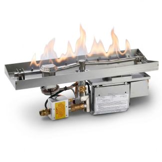 HPC Linear 49" Fire Pit Burner Kit with Interlink Pan & Electronic On/Off Ignition & Torpedo Burner - TOR-49X8SSEI-L