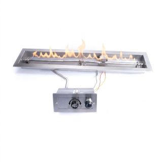 HPC Linear 24" Fire Pit Burner Kit with Trough Pan & Push Button Flame Sense Ignition & Torpedo Burner - TOR-FPPK24-TRGH