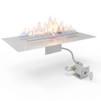 HPC Rectangle 27" x 15" Fire Pit Burner Kit with Flat Pan & CSA Certified Match Light Ignition & Torpedo Burner - TOR-MLFPK27X15-HF