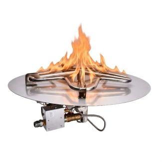 HPC Round 54" Fire Pit Burner Kit with Flat Pan & Electronic On/Off Ignition & Torpedo Penta Burner - TOR-PENTA54EI