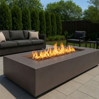 HPC TEJAS 48" Steel Gas Fire Pit with CSA Certified Match Light Ignition in Java with Torpedo Burner - TOR-TEJ48X24-MLFPK-J
