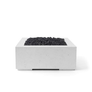 HPC Alea 32" Square Concrete Gas Fire Pit with CSA Certified Match Light Ignition In Ash with Black Lava Rock & Torpedo Burner - TOR-ALEA32-ABL-MLFPK