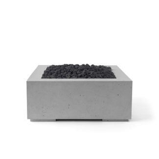 HPC Alea 32" Square Concrete Gas Fire Pit with CSA Certified Match Light Ignition In Charcoal with Black Lava Rock & Torpedo Burner - TOR-ALEA32-CHBL-MLFPK