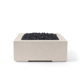 HPC Alea 32" Square Concrete Gas Fire Pit with Electronic On/Off Ignition in Clay with Black Lava Rock & Torpedo Burner - TOR-ALEA32-CLBL-EI