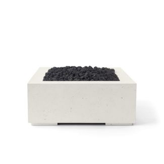 HPC Alea 32" Square Concrete Gas Fire Pit with CSA Certified Match Light Ignition In Limestone with Black Lava Rock & Torpedo Burner - TOR-ALEA32-LBL-MLFPK