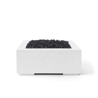 HPC Alea 32" Square Concrete Gas Fire Pit with Electronic On/Off Ignition in Clay in Natural with Black Lava Rock & Torpedo Burner - TOR-ALEA32-NBL-MLFPK