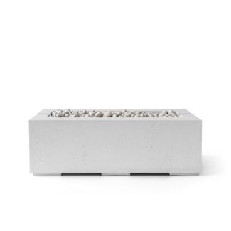 HPC Avera 48" Linear Concrete Gas Fire Pit with CSA Certified Match Light Ignition In Ash with Ivory Beach Stone & Torpedo Burner - TOR-AVER48-AIB-MLFPK