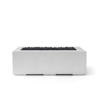 HPC Avera 48" Linear Concrete Gas Fire Pit with CSA Certified Match Light Ignition In Ash with Black Lava Rock & Torpedo Burner - TOR-AVER48-ABL-MLFPK