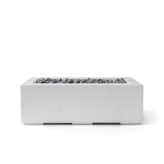 HPC Avera 48" Linear Concrete Gas Fire Pit with CSA Certified Match Light Ignition In Ash with Slate Beach Stone & Torpedo Burner - TOR-AVER48-ASB-MLFPK