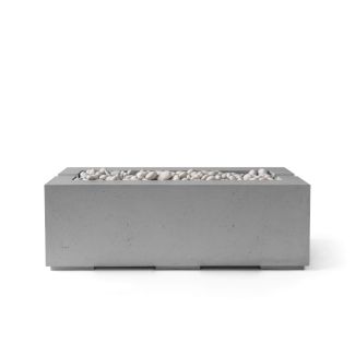 HPC Avera 60" Linear Concrete Gas Fire Pit with CSA Certified Match Light Ignition In Charcoal with Ivory Beach Stone & Torpedo Burner - TOR-AVER60-CHIB-MLFPK