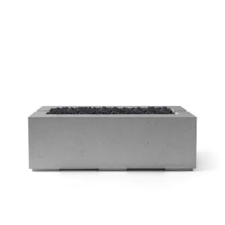 HPC Avera 48" Linear Concrete Gas Fire Pit with CSA Certified Match Light Ignition In Charcoal with Black Lava Rock & Torpedo Burner - TOR-AVER48-CHBL-MLFPK
