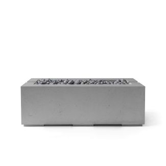 HPC Avera 48" Linear Concrete Gas Fire Pit with CSA Certified Match Light Ignition In Charcoal with Slate Beach Stone & Torpedo Burner - TOR-AVER48-CHSB-MLFPK