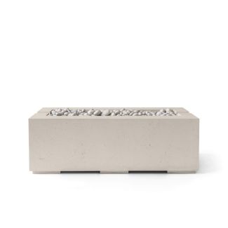 HPC Avera 60" Linear Concrete Gas Fire Pit with CSA Certified Match Light Ignition In Clay with Ivory Beach Stone & Torpedo Burner - TOR-AVER60-CLIB-MLFPK