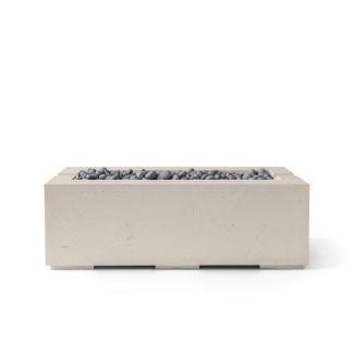 HPC Avera 48" Linear Concrete Gas Fire Pit with CSA Certified Match Light Ignition In Clay with Slate Beach Stone & Torpedo Burner - TOR-AVER48-CLSB-MLFPK