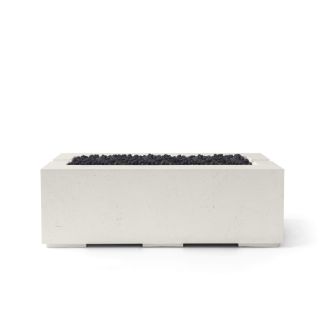 HPC Avera 48" Linear Concrete Gas Fire Pit with CSA Certified Match Light Ignition In Limestone with Black Lava Rock & Torpedo Burner - TOR-AVER48-LBL-MLFPK