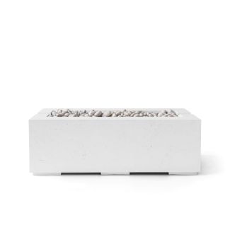 HPC Avera 48" Linear Concrete Gas Fire Pit with Electronic On/Off Ignition in Clay in Natural with Ivory Beach Stone & Torpedo Burner - TOR-AVER48-NIB-MLFPK