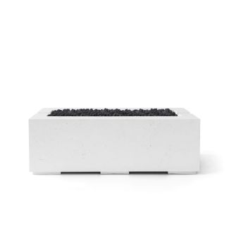 HPC Avera 48" Linear Concrete Gas Fire Pit with Electronic On/Off Ignition in Natural with Black Lava Rock & Torpedo Burner - TOR-AVER48-NBL-EI