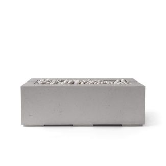 HPC Avera 48" Linear Concrete Gas Fire Pit with CSA Certified Match Light Ignition in Sandstone with Ivory Beach Stone & Torpedo Burner - TOR-AVER48-SIB-MLFPK