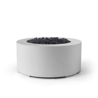 HPC Belmont 36" Round Concrete Gas Fire Pit with CSA Certified Match Light Ignition In Ash with Black Lava Rock & Torpedo Burner - TOR-BELM-ABL-MLFPK