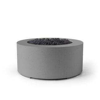 HPC Belmont 36" Round Concrete Gas Fire Pit with Electronic On/Off Ignition in Charcoal with Black Lava Rock & Torpedo Burner - TOR-BELM-CHBL-EI