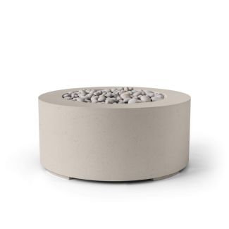 HPC Belmont 36" Round Concrete Gas Fire Pit with CSA Certified Match Light Ignition In Clay with Ivory Beach Stone & Torpedo Burner - TOR-BELM-CLIB-MLFPK