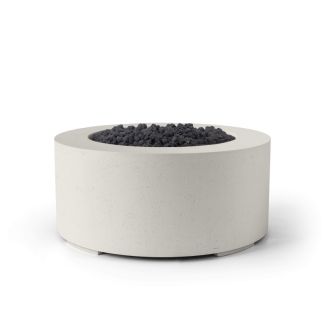 HPC Belmont 36" Round Concrete Gas Fire Pit with CSA Certified Match Light Ignition In Limestone with Black Lava Rock & Torpedo Burner - TOR-BELM-LBL-MLFPK