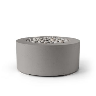 HPC Belmont 36" Round Concrete Gas Fire Pit with CSA Certified Match Light Ignition in Sandstone with Ivory Beach Stone & Torpedo Burner - TOR-BELM-SIB-MLFPK