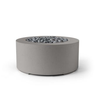 HPC Belmont 36" Round Concrete Gas Fire Pit with CSA Certified Match Light Ignition in Sandstone with Slate Beach Stone & Torpedo Burner - TOR-BELM-SSB-MLFPK