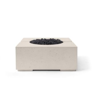 HPC Bravo 32" Square Concrete Gas Fire Pit with Electronic On/Off Ignition in Clay with Black Lava Rock & Torpedo Burner - TOR-BRAV-CLBL-EI